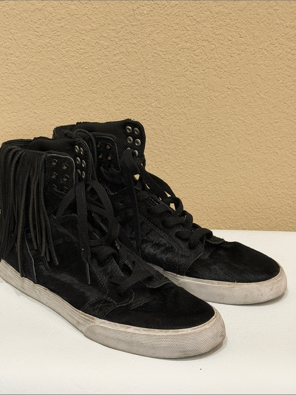 Supra Women's Black Fringe High-Top Sneakers